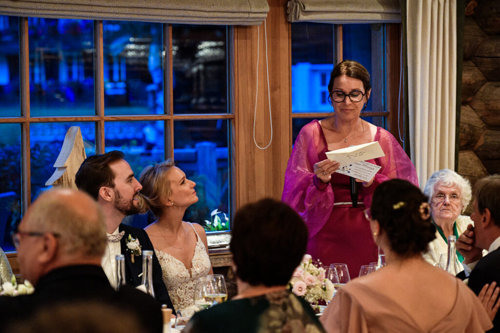 Discours de la maman de la mariée lors du repas de mariage à la Cabane des Praz Chamonix