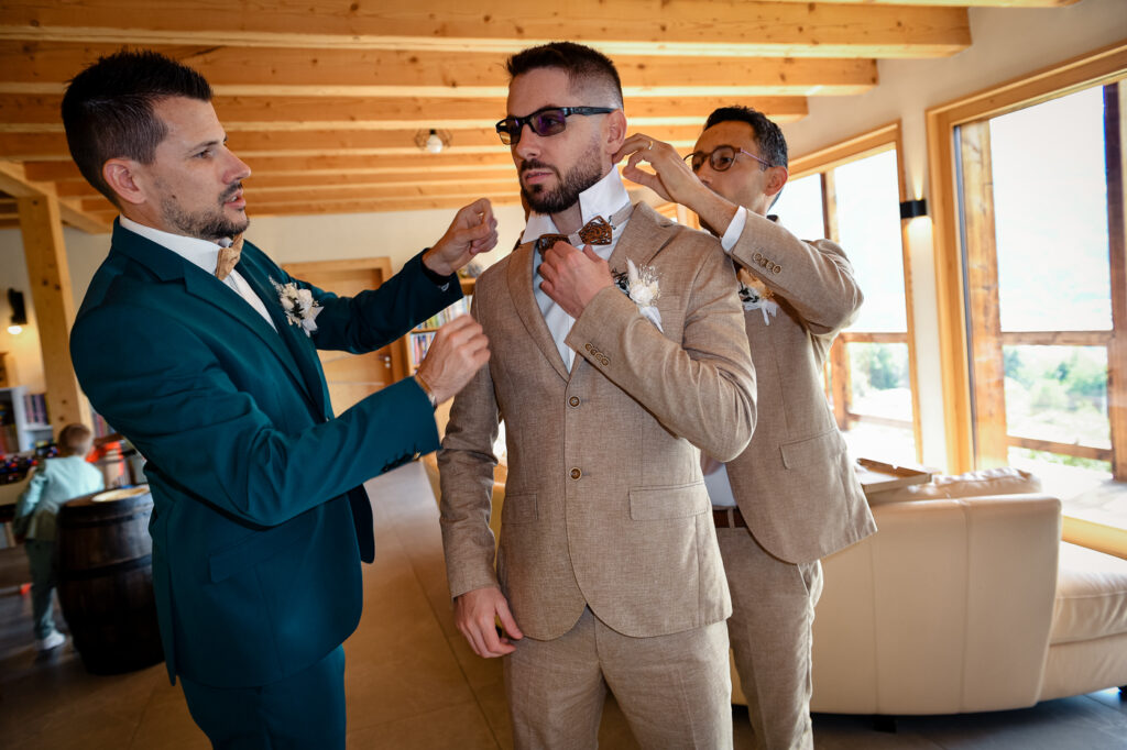 Préparatifs de mariage de Chloé et Julien à Passy, Haute-Savoie