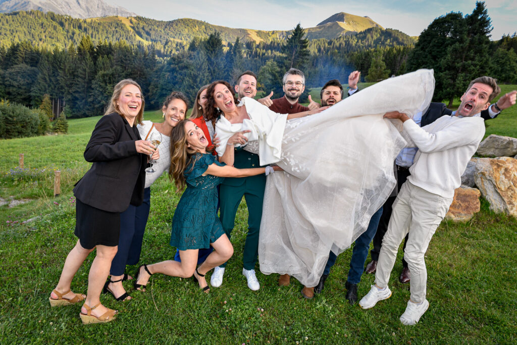 Cocktail mariage Chloé et Julien à Combloux face au Mont-Blanc