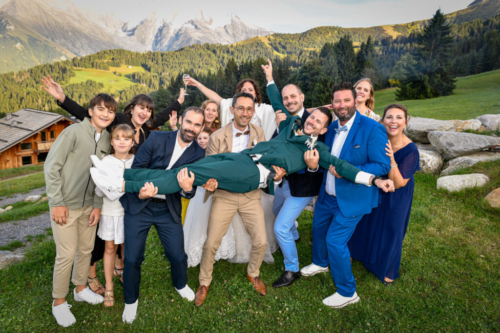 Cocktail mariage Chloé et Julien à Combloux face au Mont-Blanc