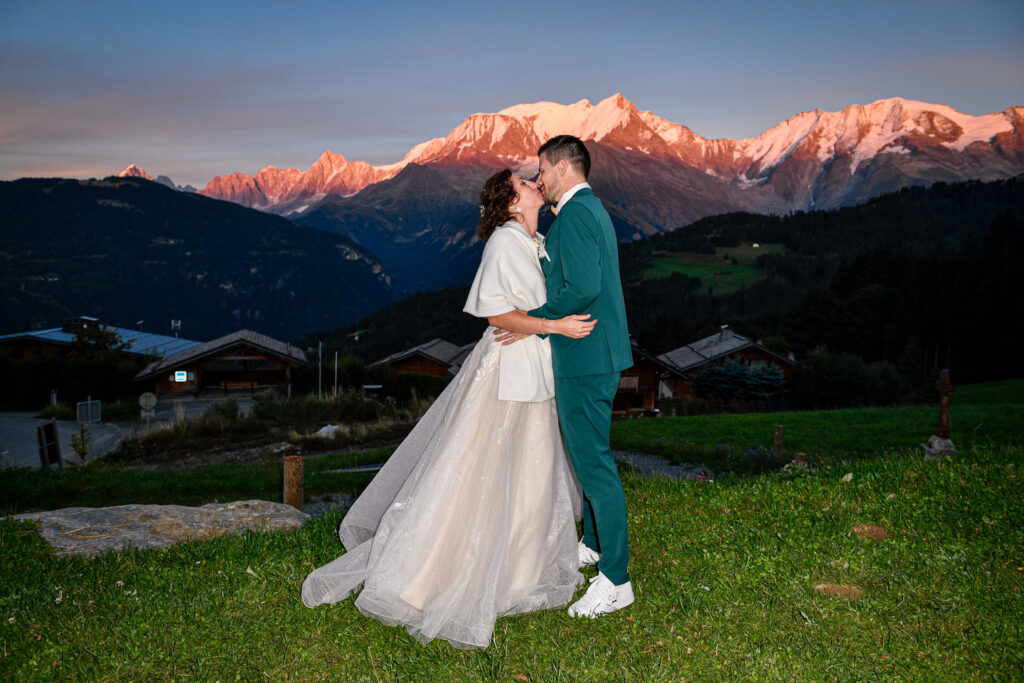 Cocktail mariage Chloé et Julien à Combloux face au Mont-Blanc